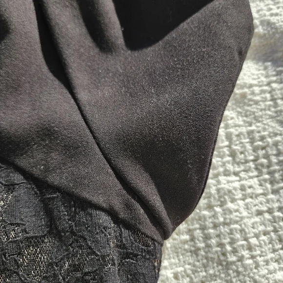 Bcbgmaxazria Dress Women's Black Size Medium Lace Back Ruched Waist BCBG - Picture 10 of 16